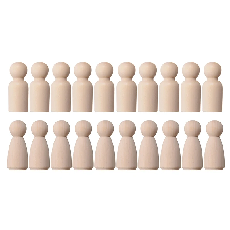 

20Pcs Wood Peg Dolls Unpainted Blank Solid Wooden Figure Peg Dolls For DIY Wood Crafts Children Decorative Toys Creative Gifts