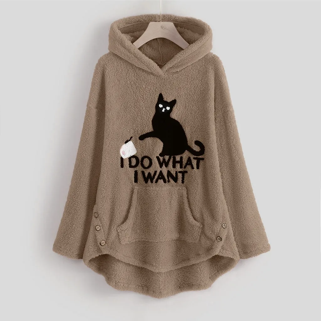 Толстовки с капюшоном вышитыми буквами женские зимние теплые флисовые куртки