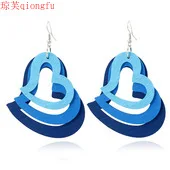 

Lucky retro exaggerated fashion earrings female Korean personality wooden heart-shaped multi-layer wooden earrings earrings