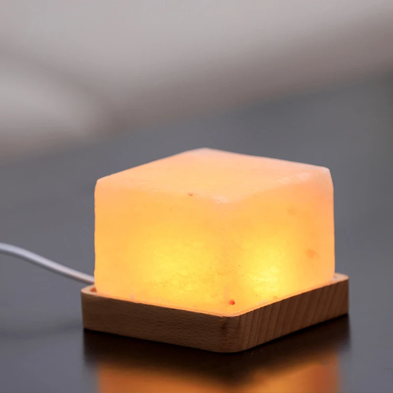 

Square Himalayan Salt Light Mini Decorative Table Light Salt Lampshade for Bedrooms Home ANDF889