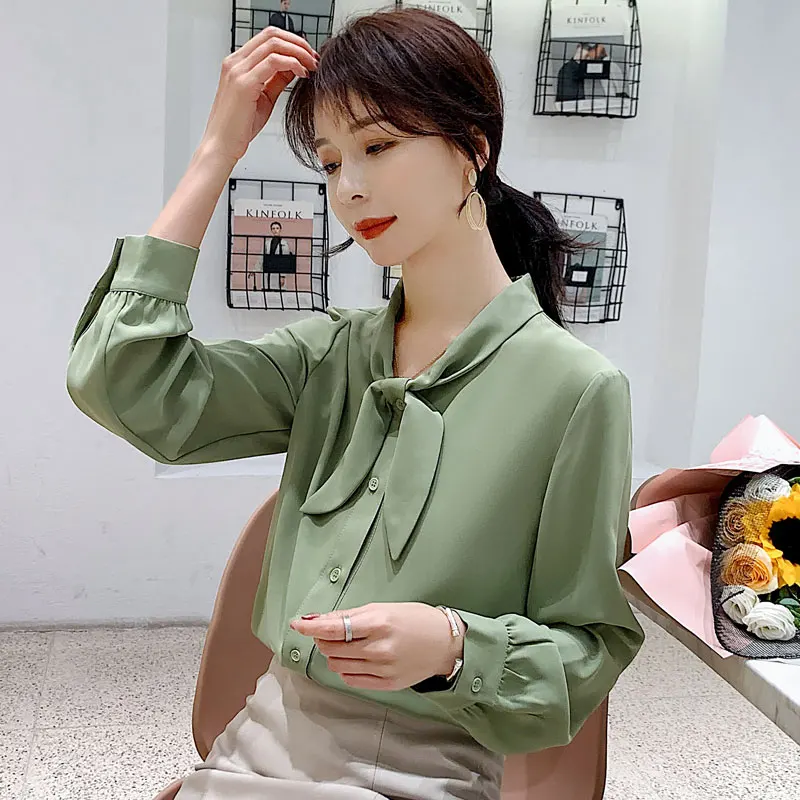Блузка женская модная 2020 рубашка одежда корейский стиль Топ с длинным рукавом
