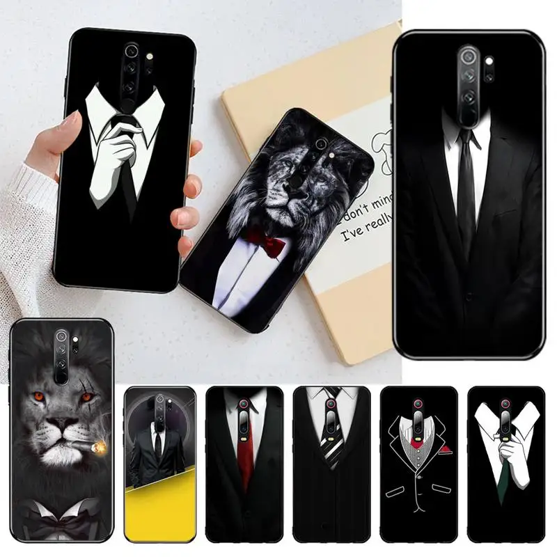 Мужской костюм рубашка галстук Мягкий чехол для телефона Capa Redmi Note 9 8T 8A 7 6 6A Go Pro Max