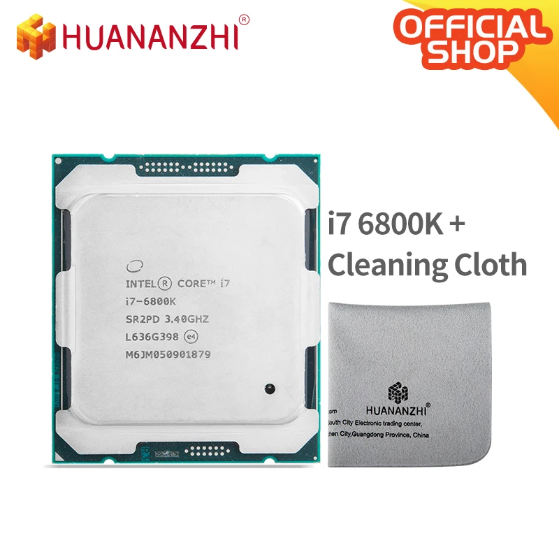 

HUANANZHI cleaning cloth with Intel CORE i7 6800K CPU 3.4G LGA 2011--V3 PC Desktop processor For X99 motherboard