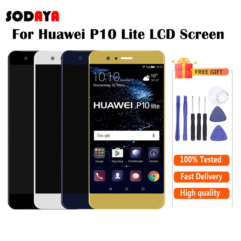 ЖК дисплей для Huawei P10 Lite сенсорный экран дигитайзер сборка черный белый золотой