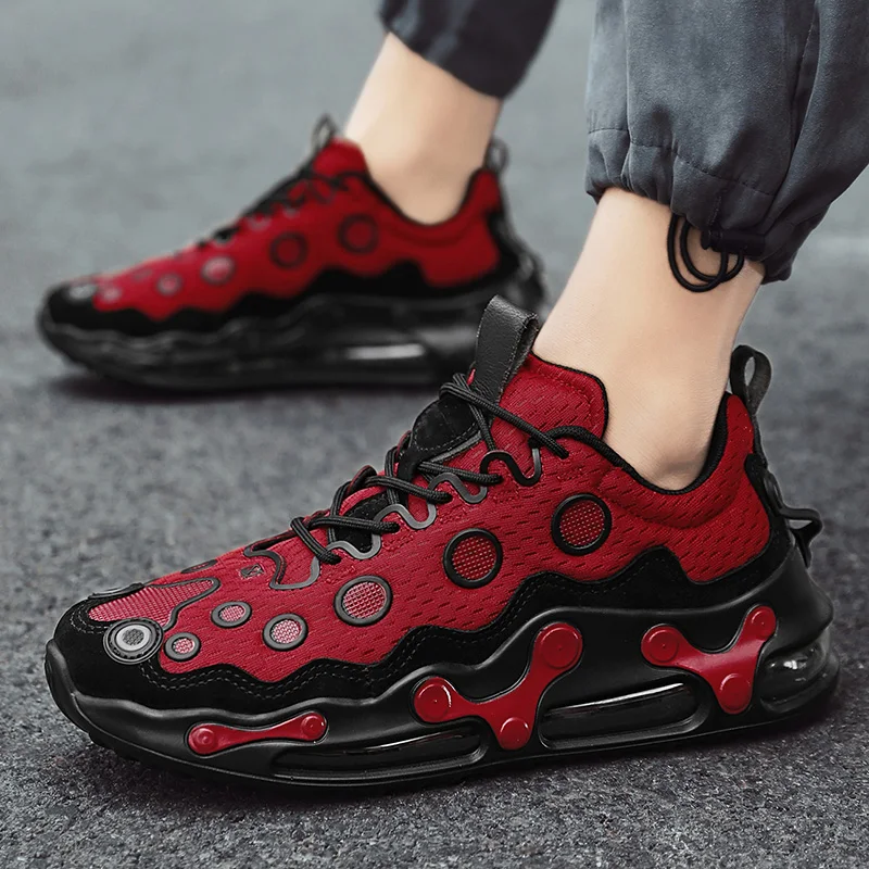 

Super Cool Jogging Shoes For Men Gray Red Mens Running Shoes Breathable Trainers Men Outdoor Men Athletic Sneakers Size 39-45