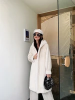 2020 new fashion women long imitation minkfur coat large size casual luxury faux velvet hooded warm winter jacket