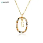 KIKICHICC 925 Стерлинговое Серебро Золотые буквы G R C Алфавит Начальная Длинная цепочка ожерелье Летние Красочные циркониевые овальные ювелирные изделия