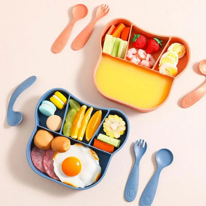 

Baby Feeding Tableware Sets Waterproof Baby Cartoon Dinner Plate Food Grade Dinner Dishes Divided Plate Set For Baby Tableware