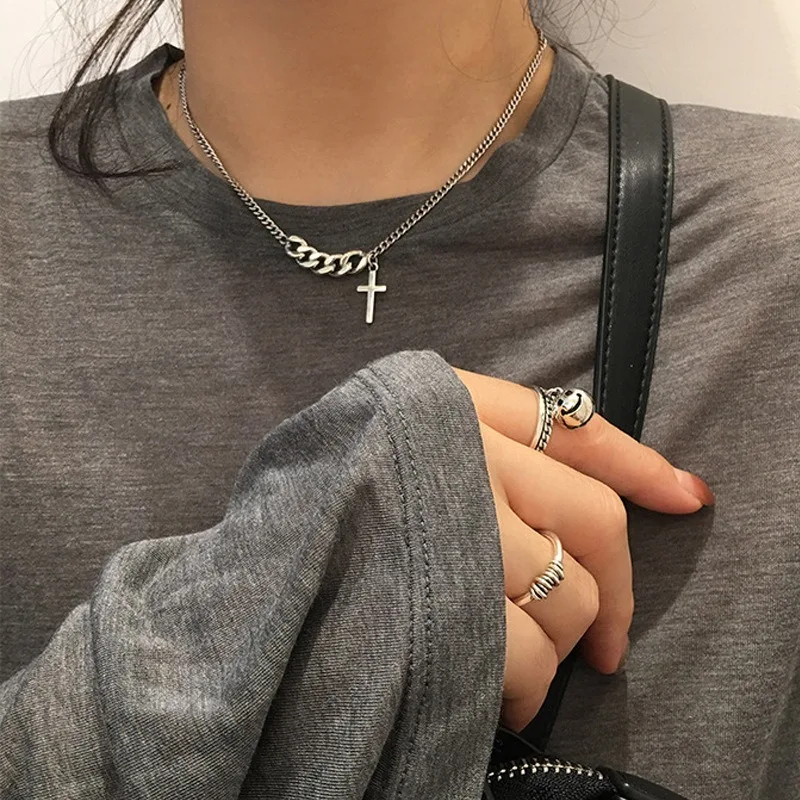 Простое Ожерелье многослойное ожерелье Женская цепочка с крестом женская