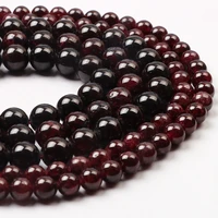 natural garnet round beads loose smooth 6 8 10mm beads for women men bracelet necklace jewelry making accessories diy supplies