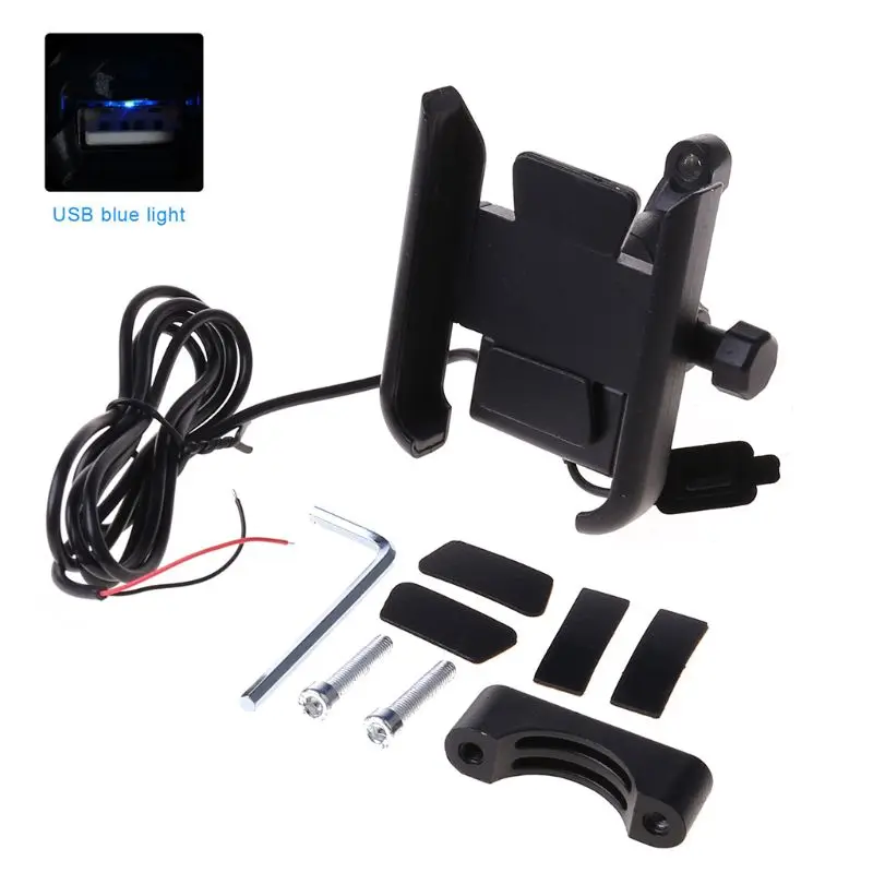 

12V Metal Motorcycle Smart Phone Mount with USB Charger for 4-6.5inch Cellphone D08A