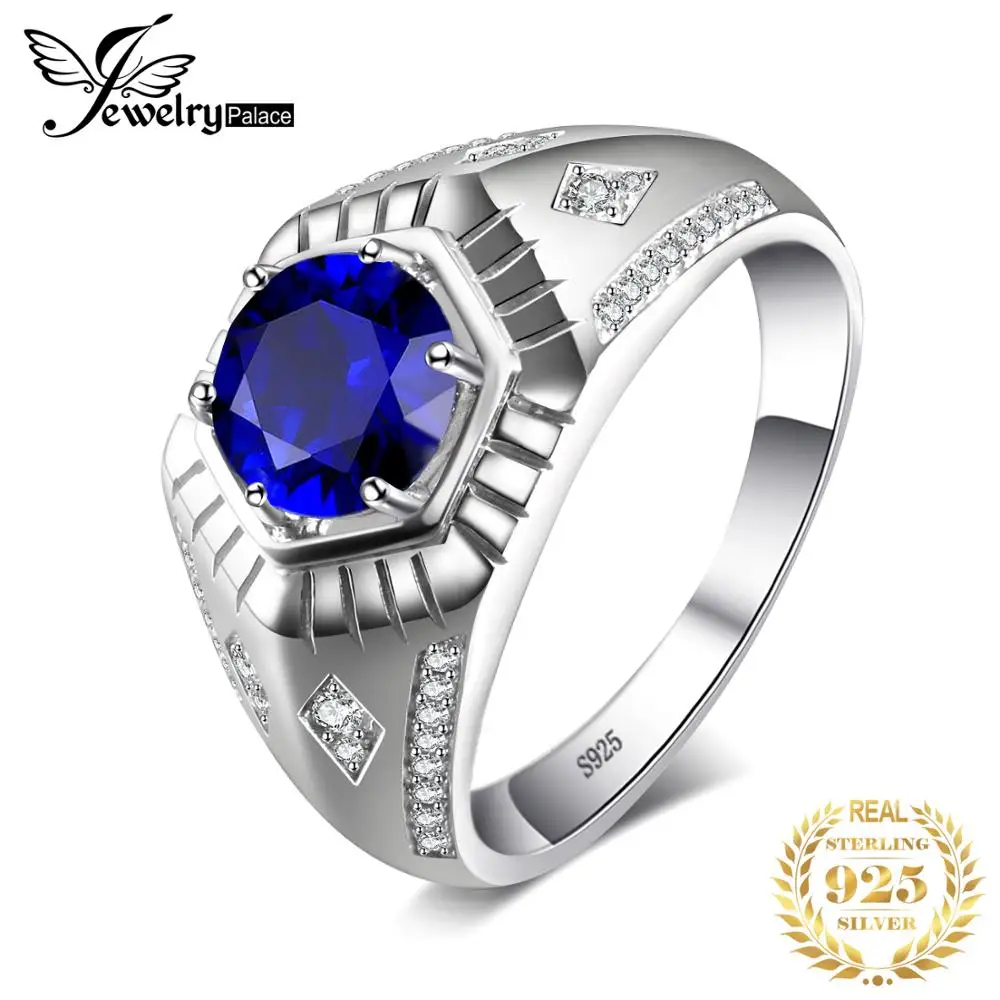 Классическое мужское свадебное кольцо Jewelrypalace с сапфиром Для годовщины