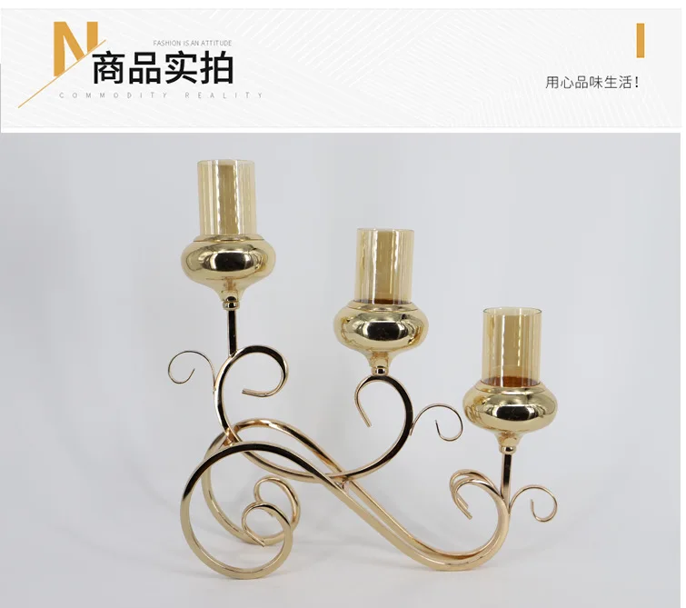

European Romantic Wedding Luxury Candle Holders Metal Desktop Candelabra Pillar Ornaments Porta Velas Home Decoration Ec50ll