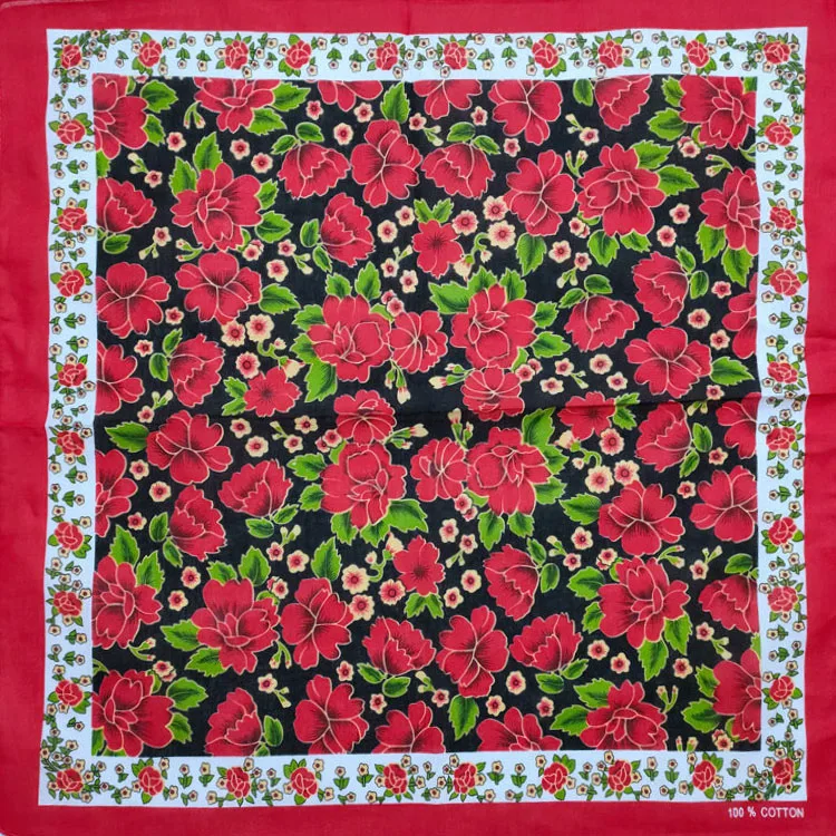 

Outdoor Cycling Peony Red Square Scarf Cotton Printed Handkerchief Multifunctional Hip-hop Magic Scarf Unisex Women Men Headband