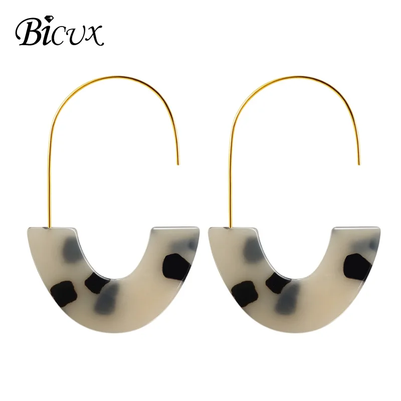 Beige 4 BICUX модные богемные массивные акриловые Висячие серьги для женщин винтажные корейские геометрические висячие серьги ювелирные изделия - Окраска металла: Beige 4