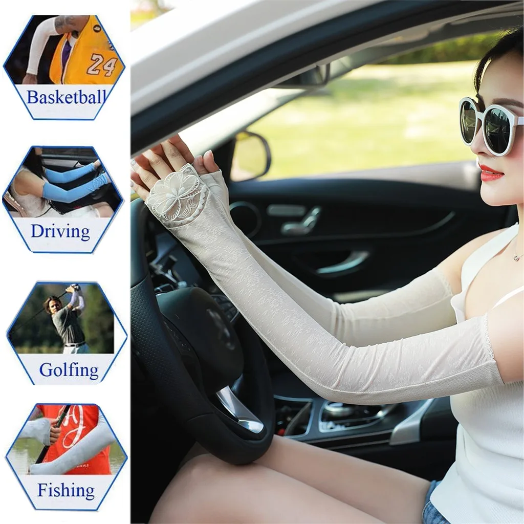 Ледяная ткань рукава Mangas грелки летние спортивные УФ Защита Бег Велоспорт