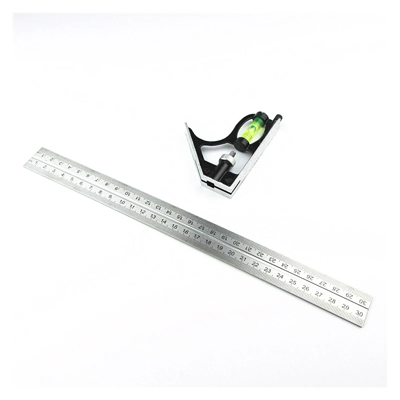 

12 Inch Adjustable Combination Square Angle Ruler 45 / 90 Degree With Bubble Level Multifunctional Gauge Measuring Tools 300mm