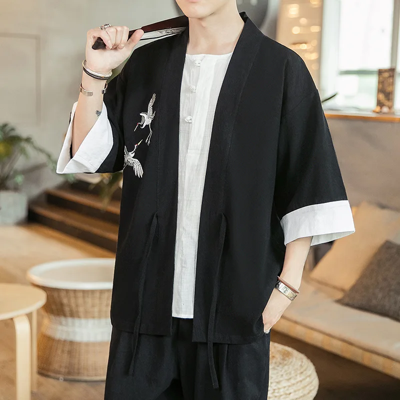 Летнее кимоно в китайском стиле #4229 женская Свободная куртка кардиган винтажная