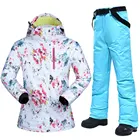 Новые лыжные костюмы для женщин, зимний костюм, женская одежда для катания на лыжах и сноуборде, ветрозащитные водонепроницаемые спортивные куртки и штаны для улицы