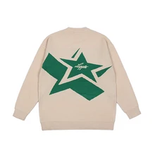 Japanese Retro Alphabet Stars Crew Neck Sweater Men and Women Pullover High Street Oversize Loose Casual Autumn Sweaters