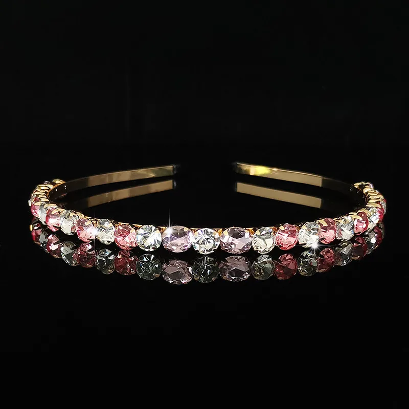 Ful Crystal Rhinestone Golden Headband Cute Personality Simple Children Girl Headdress New Popular Women's Hair Accessories