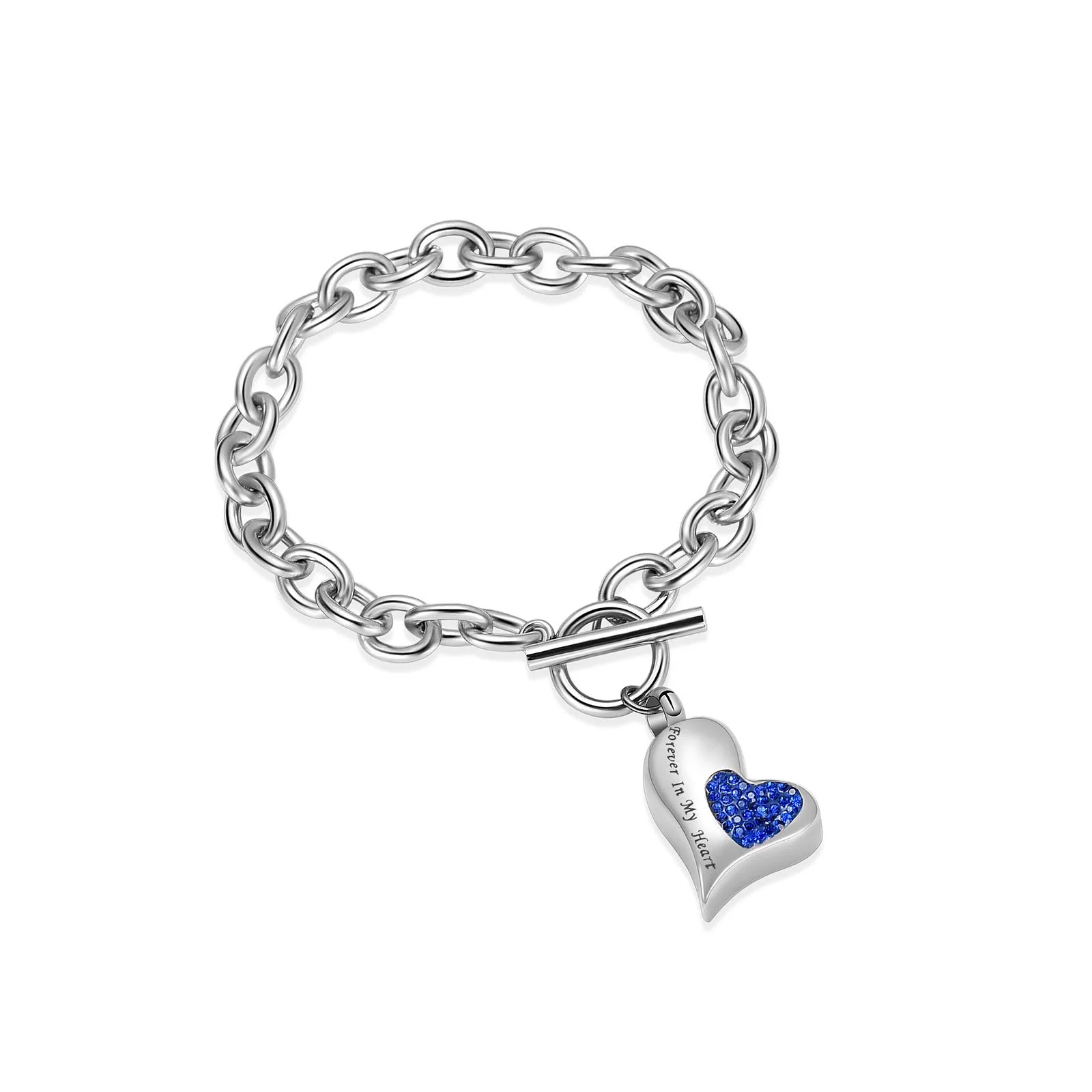 

Always in My Heart Cremation Bracelet of Ashes Stainless Steel Crystal Urn Bangle Holder Ashes for Pet Human Keepsake Memorial