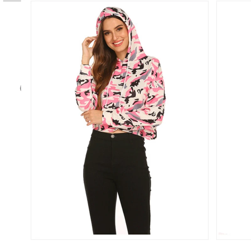 Женские толстовки с принтом разноцветные осенние и весенние камуфляжные на