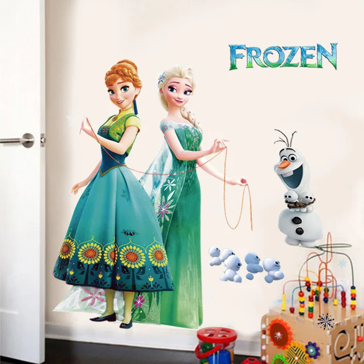 Cartoon diy frozen princess Elsa Anna wall stickers girl Children room background decoration removable kids bedroom poster decal