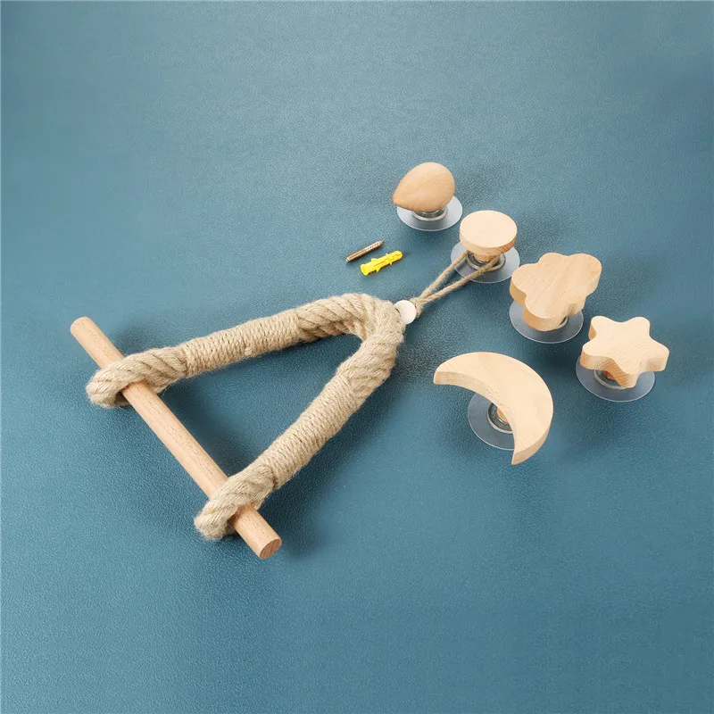 

Toilet Paper Holder Natural Rope Wood Hanger Handmade Towel Rack Storage Star/Moon/Cloud/Drop/Wafer Shape Bohemian Style Decor