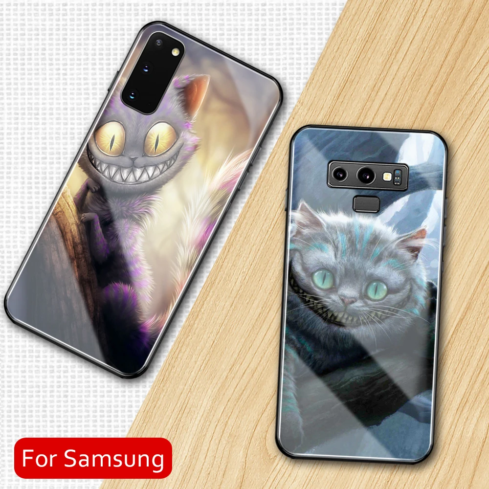 Новый чехол для Samsung Note 8 стеклянный с рисунком кота плюс Galaxy 9 10 20 S8 S9 S10 S20 s21 Plus