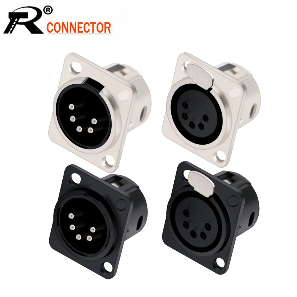 10 шт./лот 5Pin XLR Панельное крепление штекер/гнездо гнезда микрофона MIC кабельный