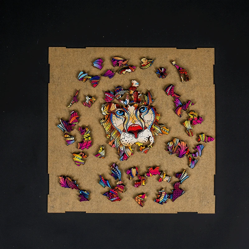 

Wooden Animal Jigsaw Puzzles Mysterious Lion Puzzle Educational Puzzle Fabulous Gift Interactive Games Toys Gift For Kids Adult