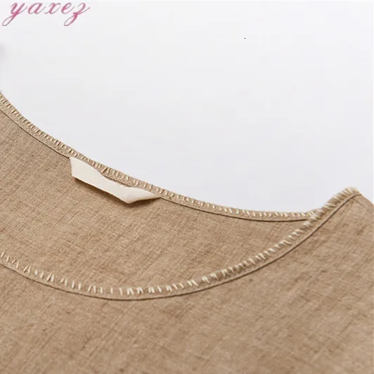 2019 Dress Flax Rough And Thick Hemp Color Round Collar Manual Embroidery Thread Waist Drawstring Loose | Женская одежда
