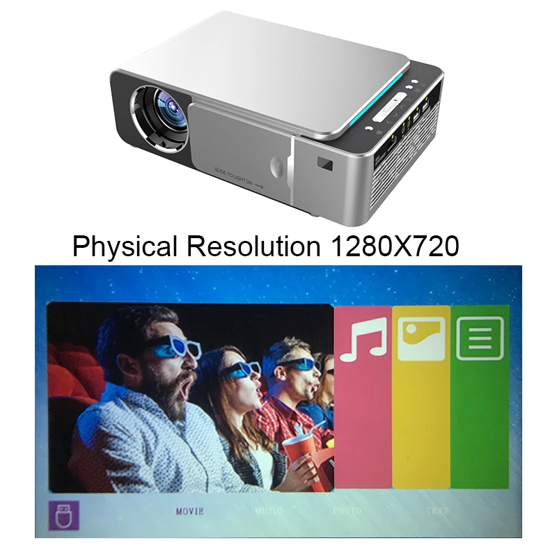 T6-Basic-Silver ALSTON T5 полный светодиодный hd-проектор 2500 люмен HDMI USB 1080p портативный проектор фильмов Beamer - Цвет: T6-Basic-Silver