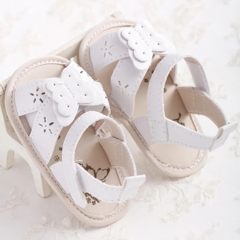 

0-12Months Newborn Girls Sandals,Summer Casual Breathable Solid Color Butterfly Walking Shoes Hollow Out Footwear for Baby Girls