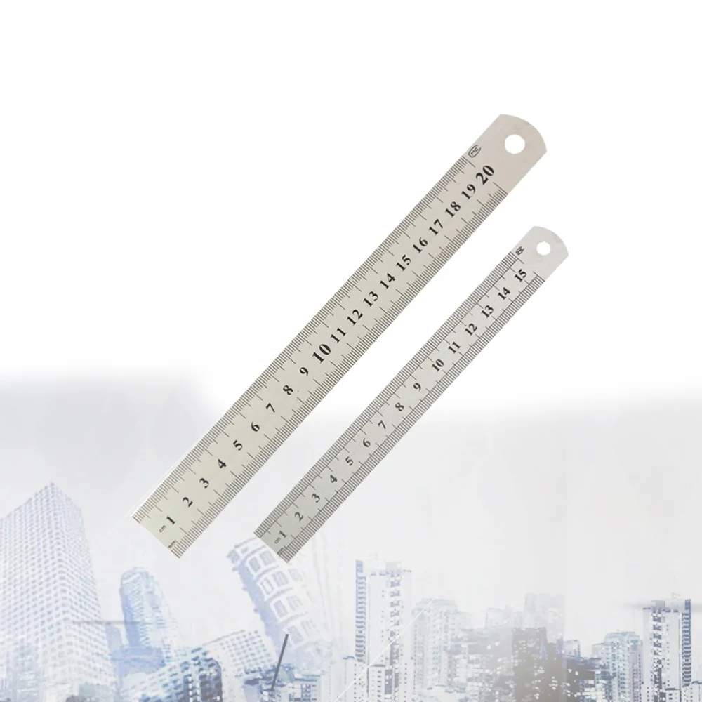 

2pcs Stainless Steel Ruler Double Scale Ruler for Home School Office (20cm, 15cm each Size has 1pcs)