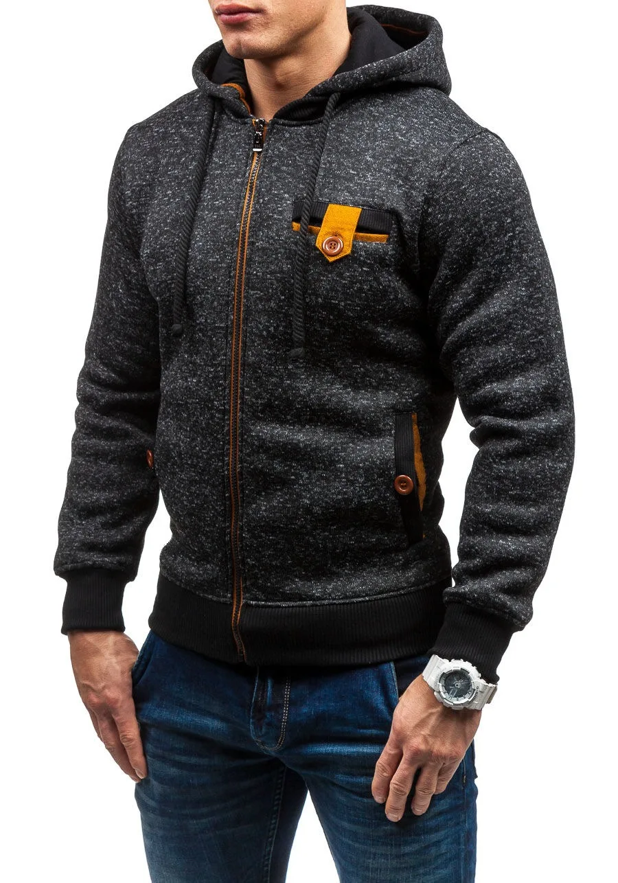 

New Men's Hoodie Sweatshirt Zipper Hoodie Men's Sweatshirt Solid Color Men's Hoodie Sweatshirt Men's Fleece Cardigan Jacket