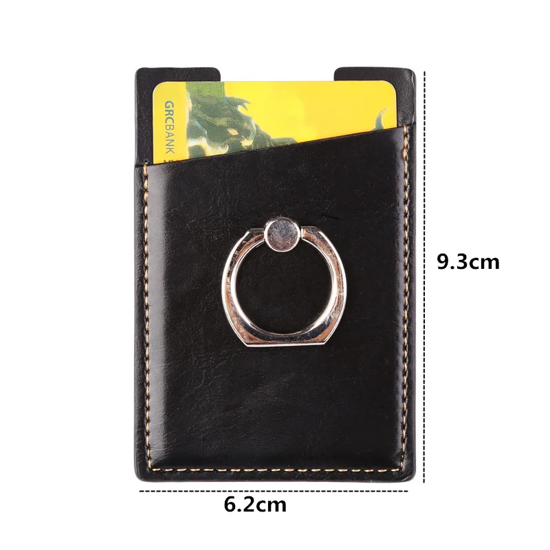 PURDORED 1 Pc Phone Card Holder Women Credit ID Card Holder Men Pocket Stick on Adhesive with Finger Ring Tarjetero Hombre images - 6