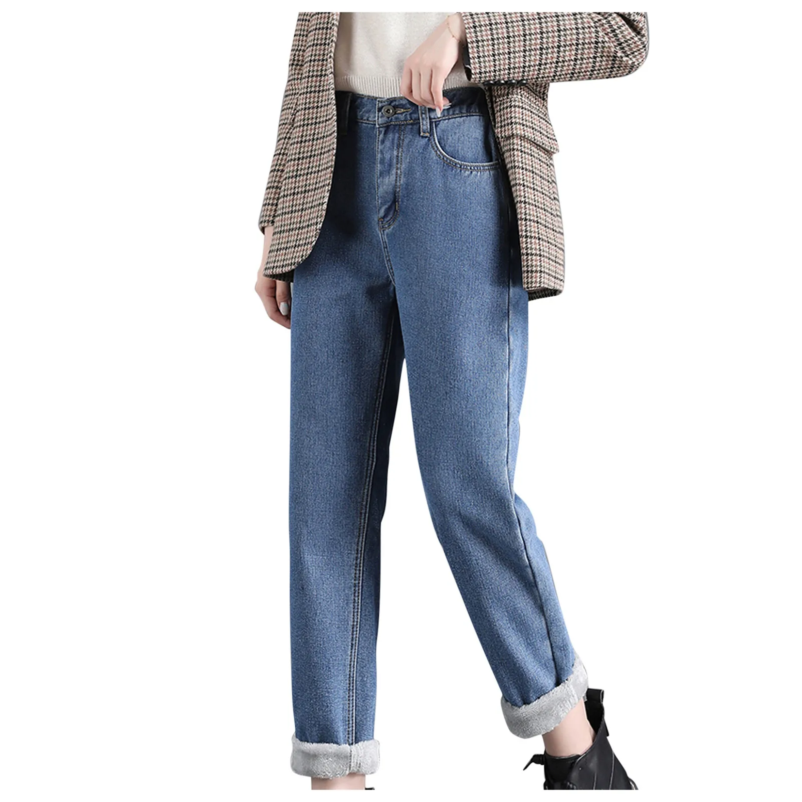 

Женские теплые флисовые джинсы скинни теплые облегающие эластичные брюки Штаны с высокой талией для женщин уличная одежда Штаны