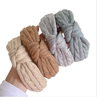 Knitted wool headband fashion hair accessories women wide side knotted simple headband hair band wild face wash headwear winter