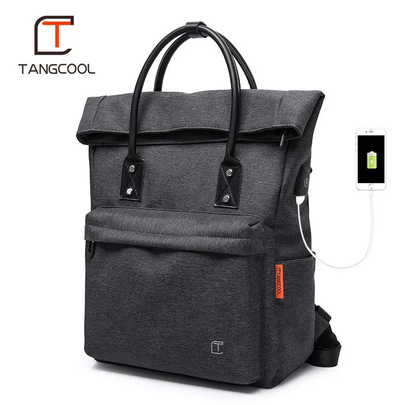 Tangcool многофункциональный usb зарядка для мужчин 15," Ноутбук рюкзаки для подростков водонепроницаемый досуг путешествия модные женские рюкзаки - Цвет: Черный