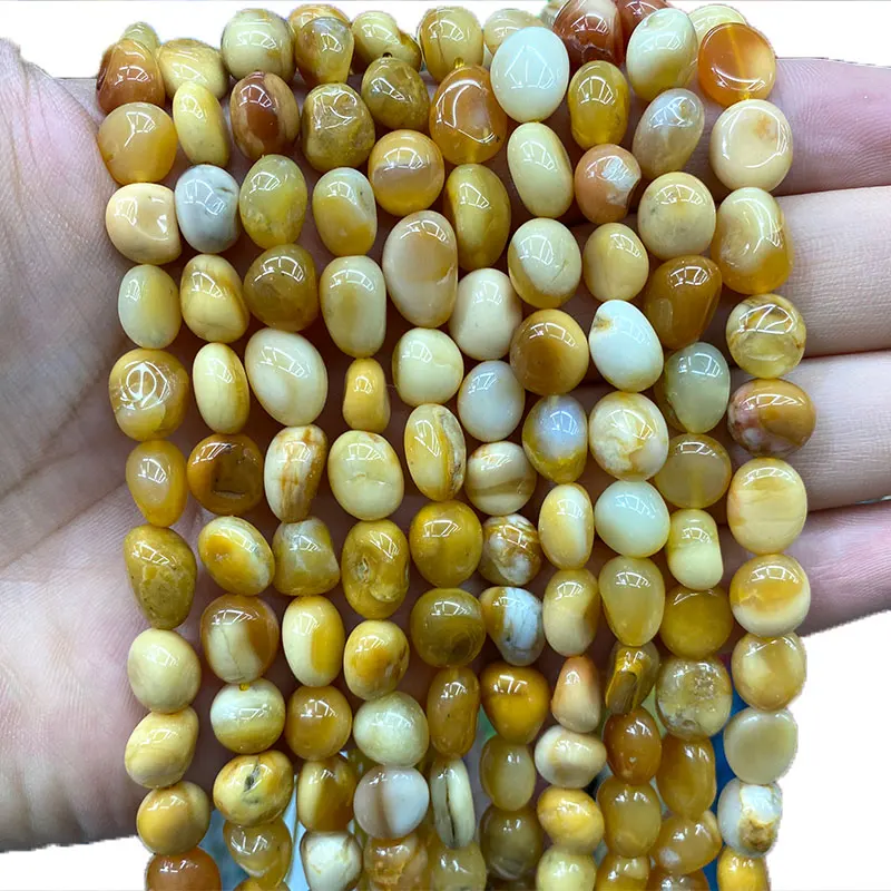 

YWROLE 100% Natural Myanmar Yellow Jades Irregular Spacer Beads For Jewelry Making DIY Bracelet Necklace Charms 8-10MM 15''