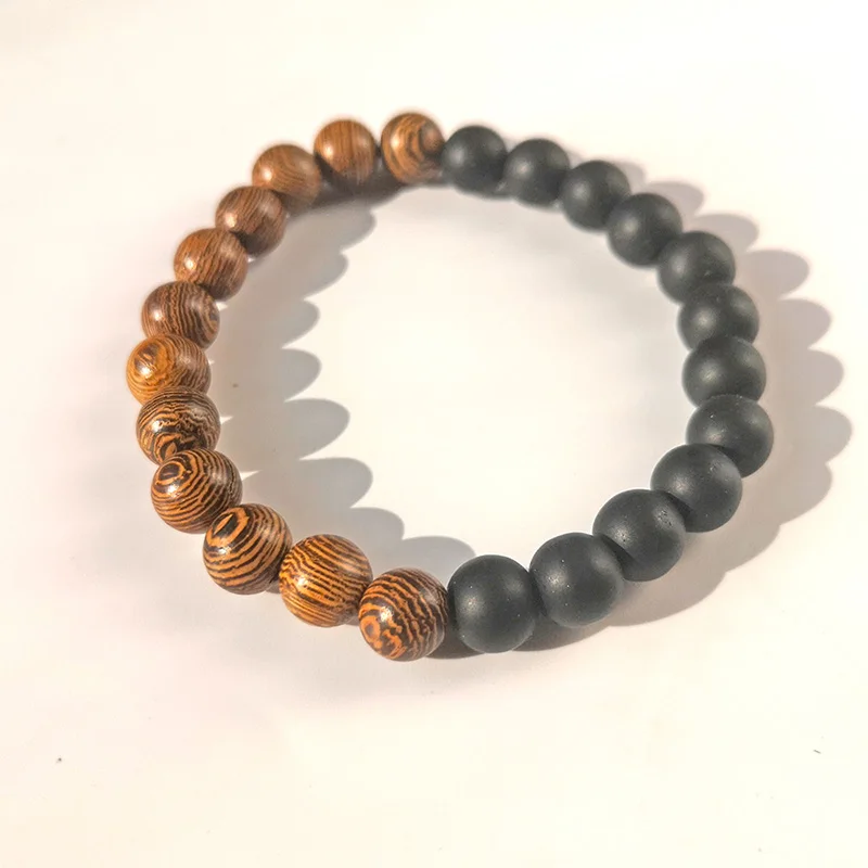 Браслет из бусин вулканического камня диаметром 8 мм|Плетеные браслеты| |