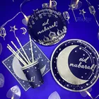 Eid Мубарак баннер набор посуды украшения для Рамадана для дома Рамадан Карим Декор Ислам Мусульманские вечерние принадлежности Eid аль-Фитр подарки