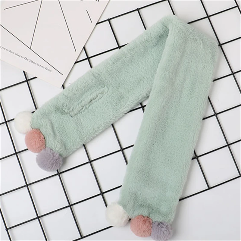 

Winter Cute Children Scarf Boy Girls Scarves Baby Imitation Rabbit Fur Collar Scarf with Pompom Neck Warmers Christmas Gift