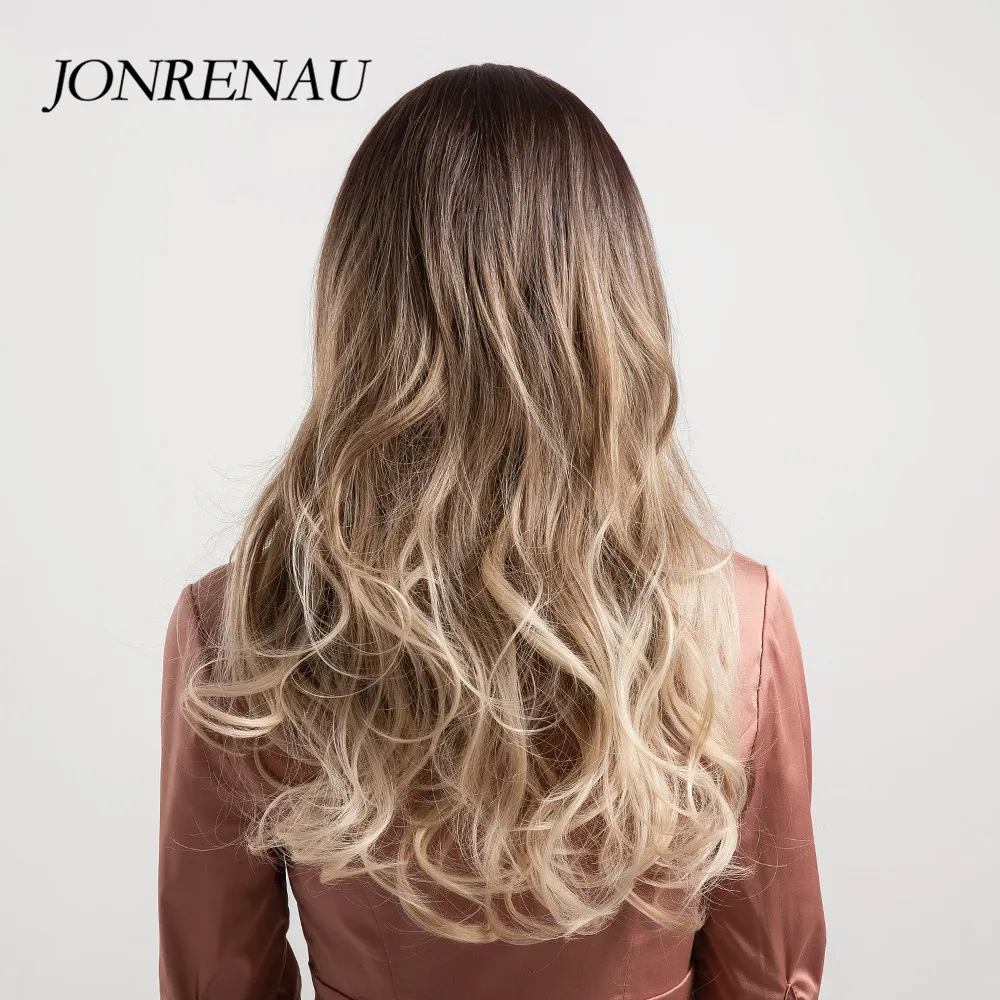 Длинные Синтетические волнистые парики JONRENAU черные коричневые корень Омбре