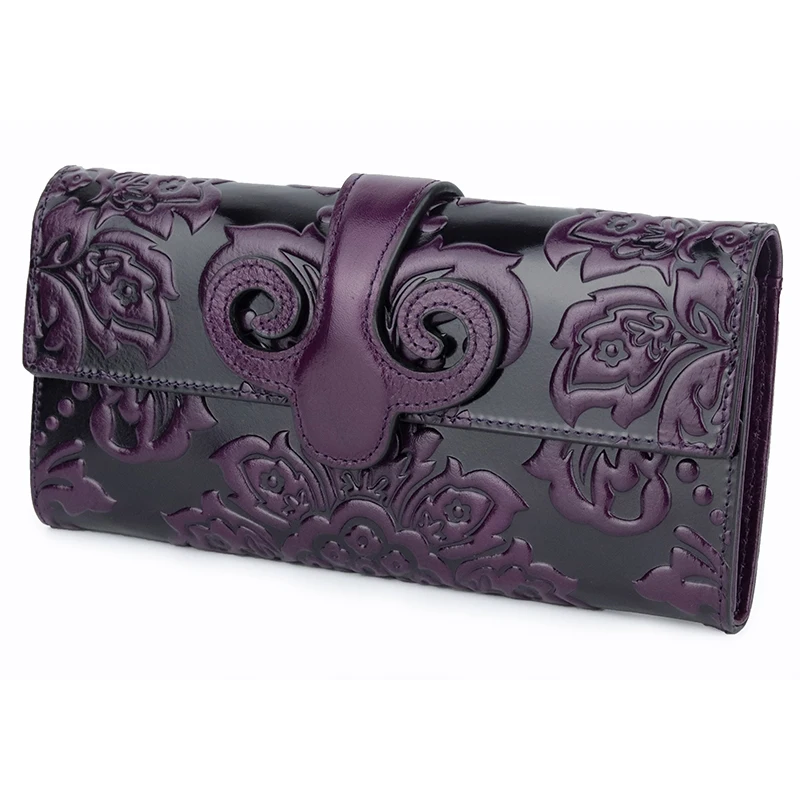 Bolsa de Couro de Vaca Bolsa de Couro de Couro de Vaca de Moda Bolsa de Embreagem Bolsa de Dinheiro Clipe de Carteira Feminina