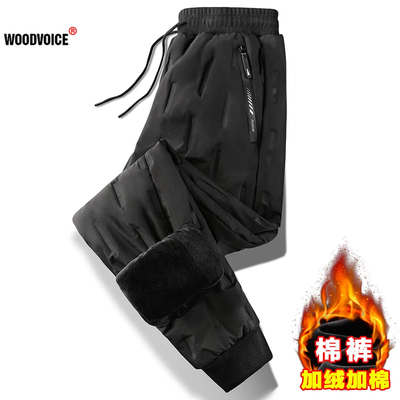 

Men's Warm Casual Trousers 2021 Winter New Fashion Thicken Plus Velvet Cotton Pants Men Outdoor Male Straight Leg Trousers M-5XL