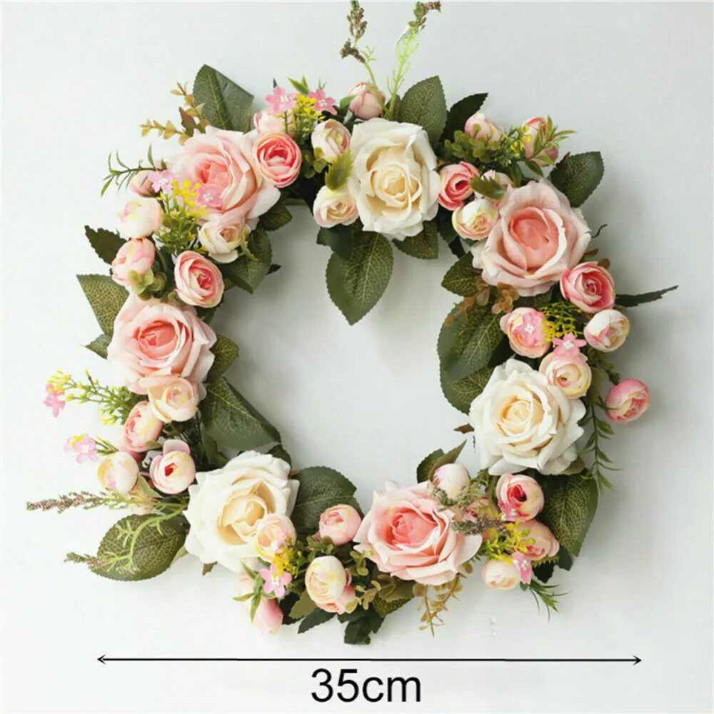 

Artificial Rose Flower Wreath Valentines Day Mother's Day Door Hanging Flower Peony Garland Wedding Party Home Decoraion