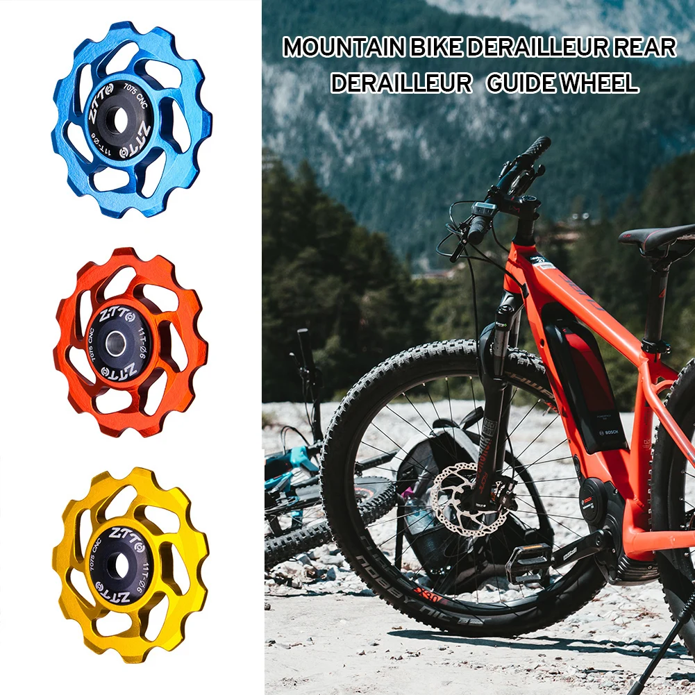 

11T MTB Bicycle Rear Derailleur Jockey Wheel Ceramic Bearing Pulley AL7075 CNC Road Bike Guide Roller Idler 4/5/6mm